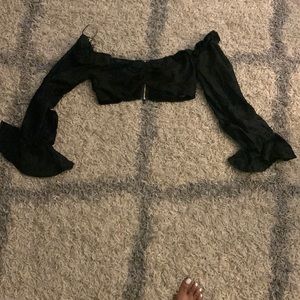 Black zip back fans join nova crop top size S NBW